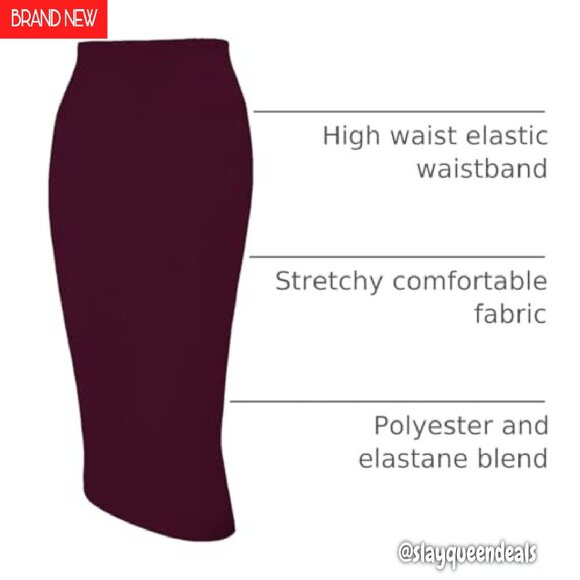 Stretch High Waist Pencil Skirt for Office Work Business Casual - Picture 5 of 8